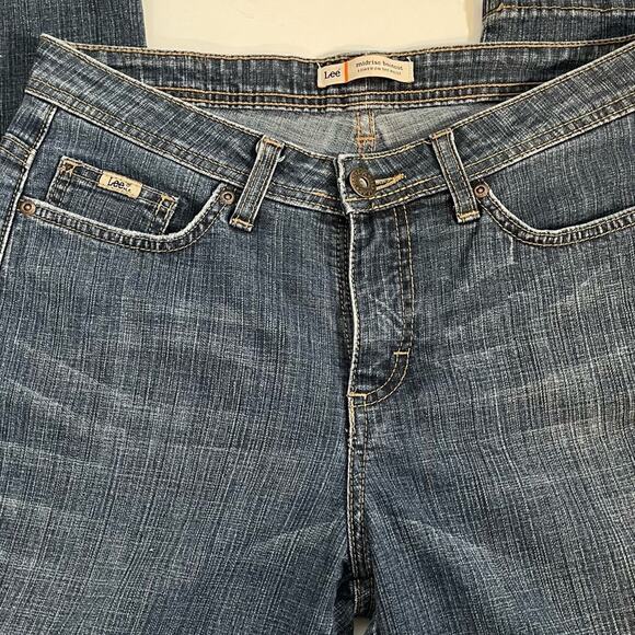 Lee Y2K Mid-rise Bootcut 8 Medium Wash Jeans Denim Patch Back pockets Retro - Picture 3 of 9